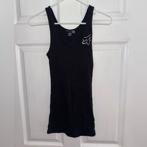 Fox Women's Black Tank Top with White Logo Y2K